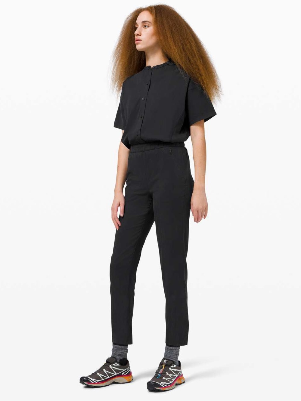 Lululemon Perfectly Poised Jumpsuit Women’s 4 black short sleeve